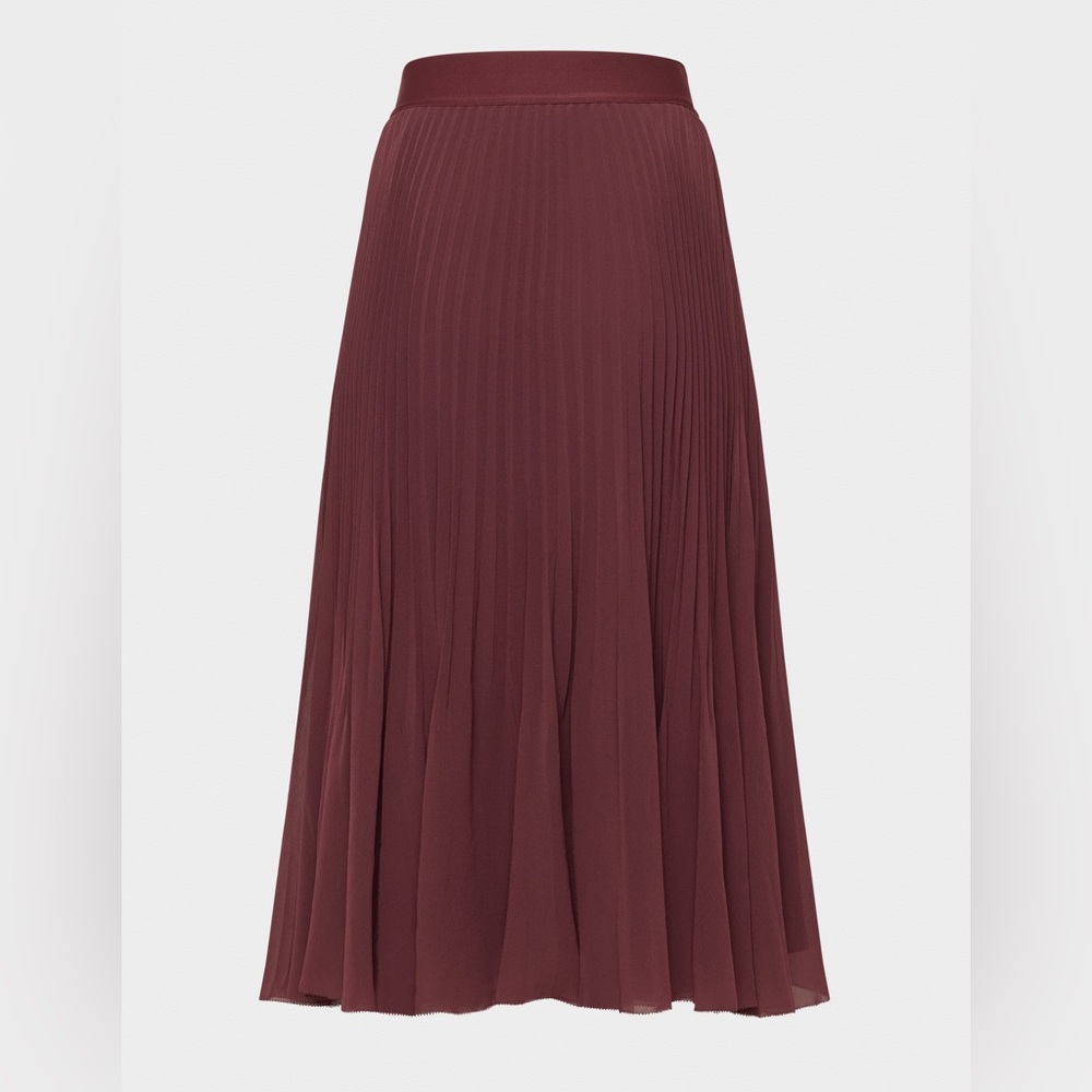 Aritzia Wilfred Twirl Pleated Burgundy Midi Skirt